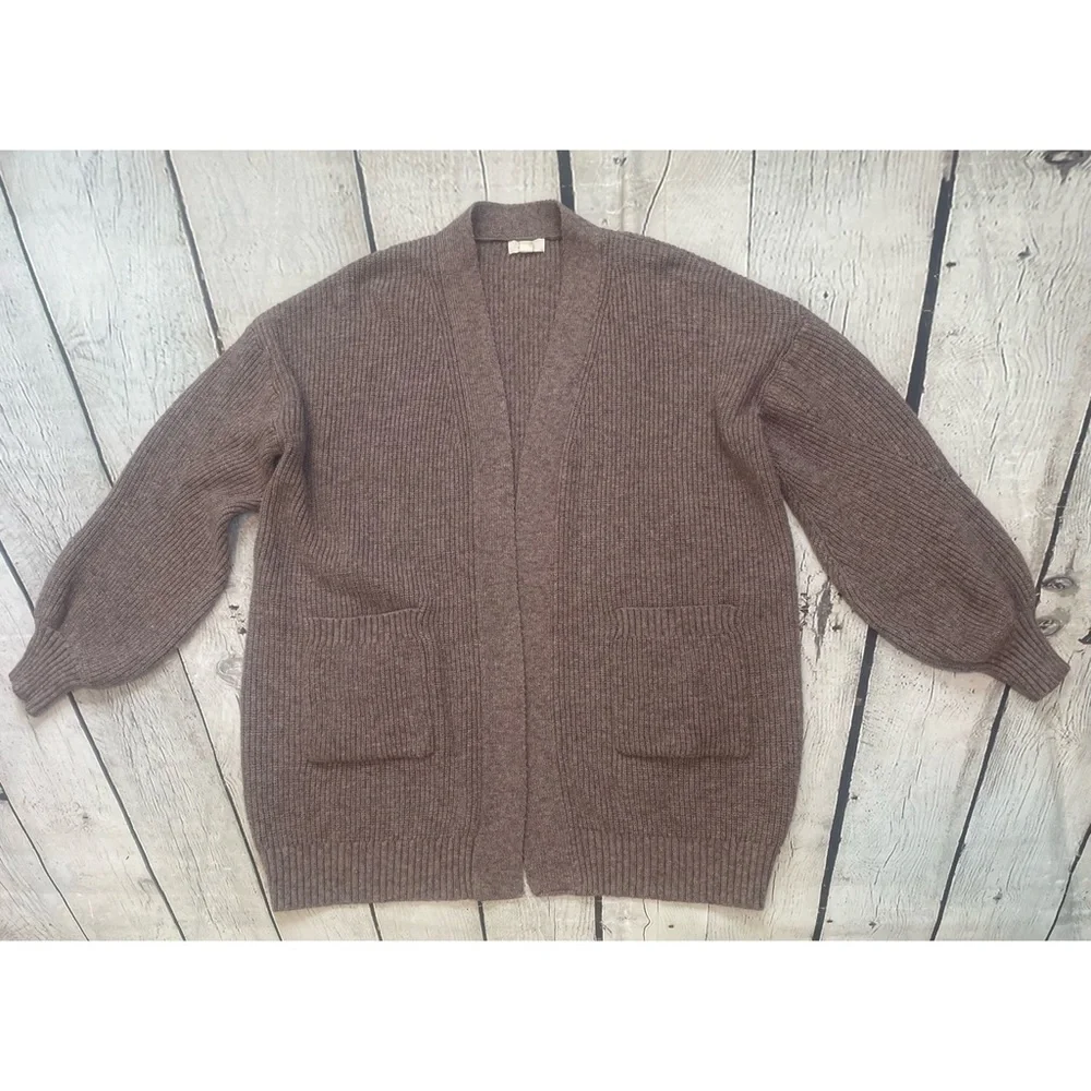 Debut Open Front Ribbed Knit Cardigan